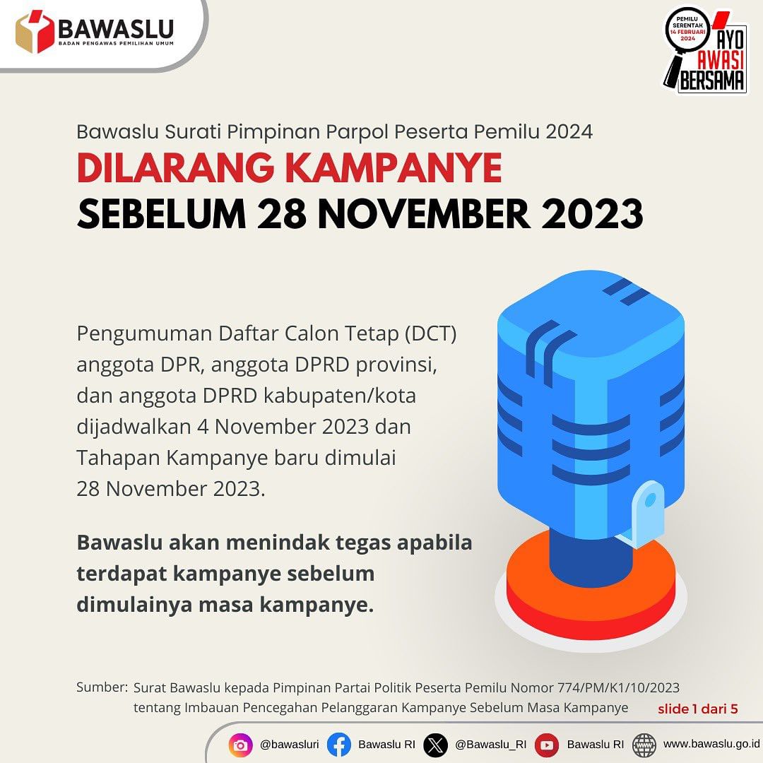 Cegah Pelanggaran, Bawaslu Kalbar Imbau Peserta Pemilu Tidak Kampanye Sebelum 28 November 2023